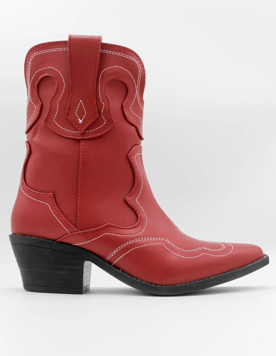 Botas tipo western West en Piel vegana - Rojo
