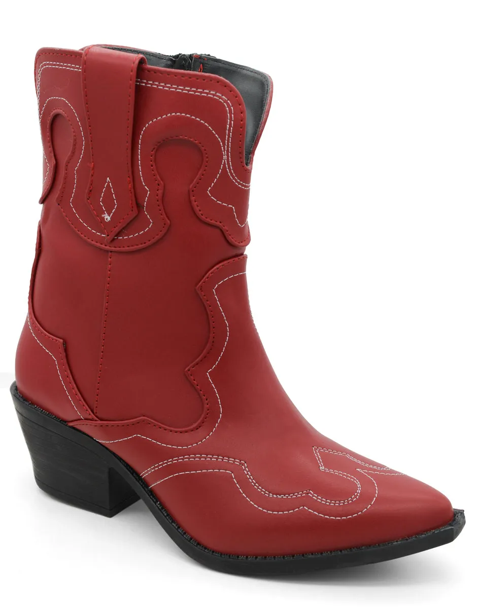 Botas tipo western West en Piel vegana - Rojo