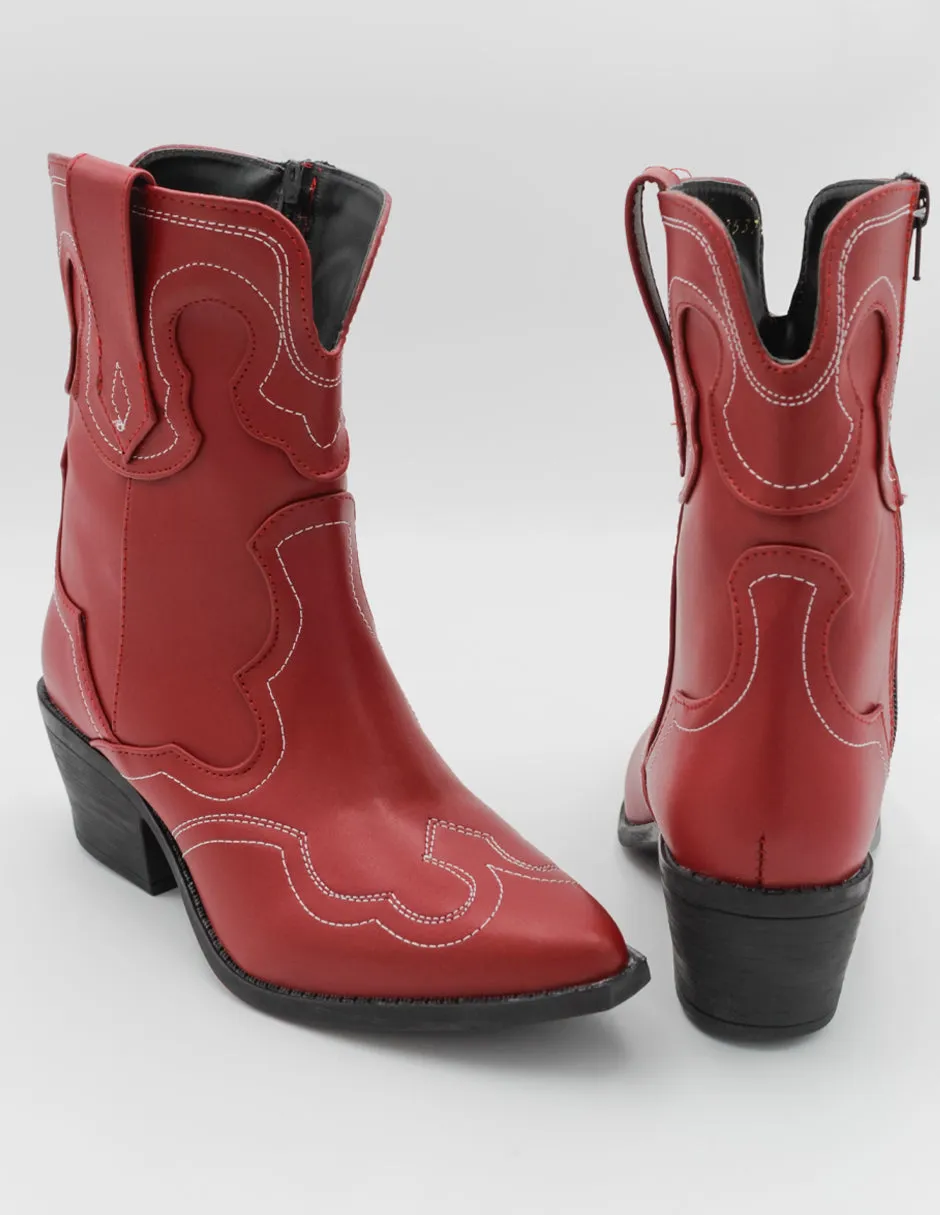 Botas tipo western West en Piel vegana - Rojo