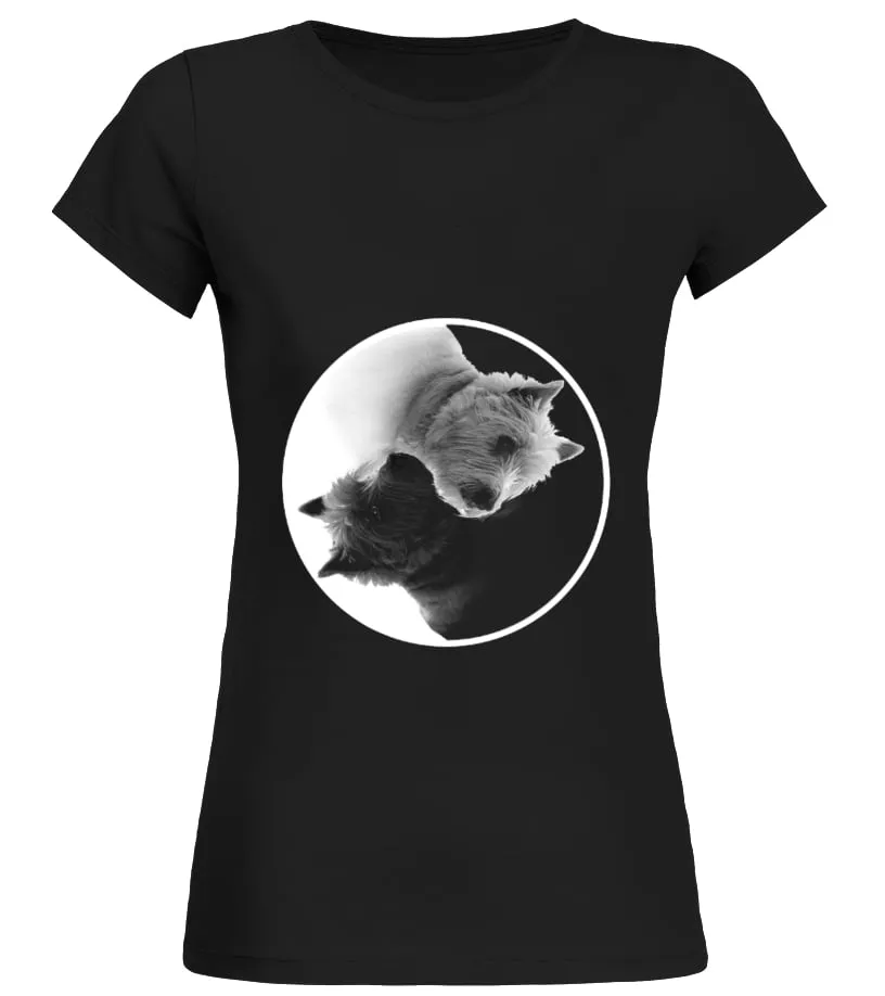 Daschund Yin Yang Camiseta cuello redondo Mujer