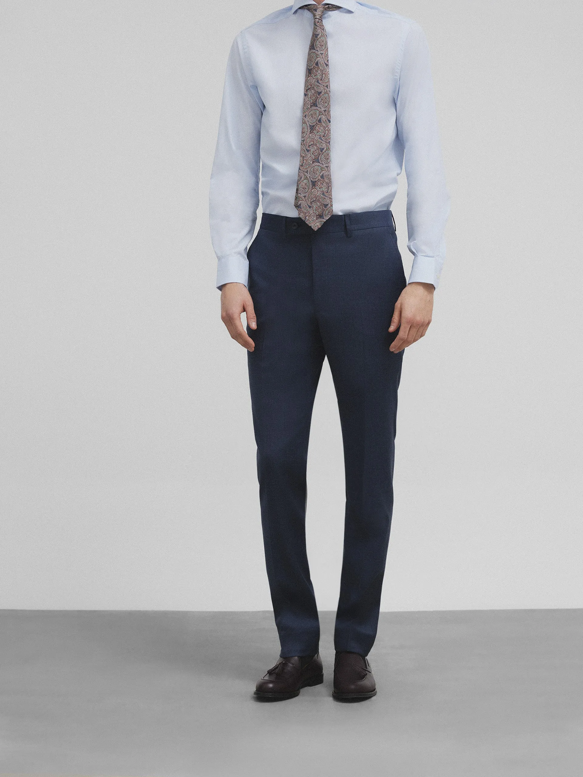 Pantalon traje fil a fil azul