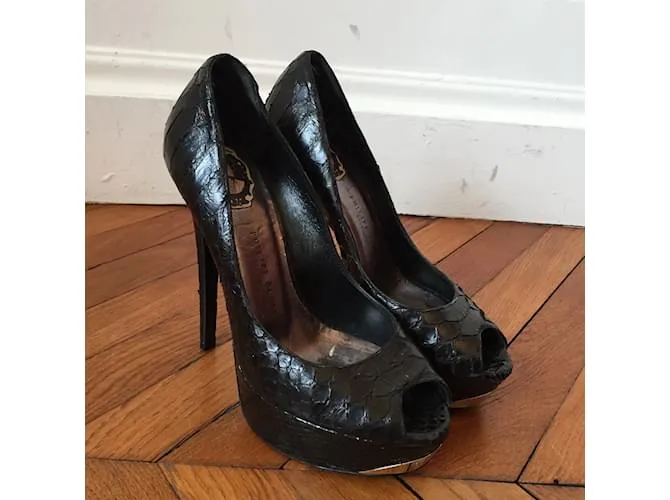 PHILIPP PLEIN Tacones T.UE 37 Pieles exóticas Negro 