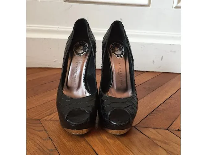 PHILIPP PLEIN Tacones T.UE 37 Pieles exóticas Negro 