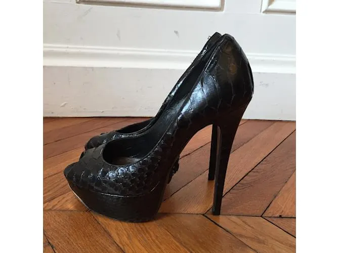 PHILIPP PLEIN Tacones T.UE 37 Pieles exóticas Negro 
