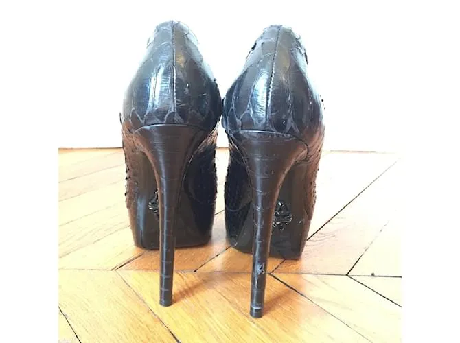 PHILIPP PLEIN Tacones T.UE 37 Pieles exóticas Negro 