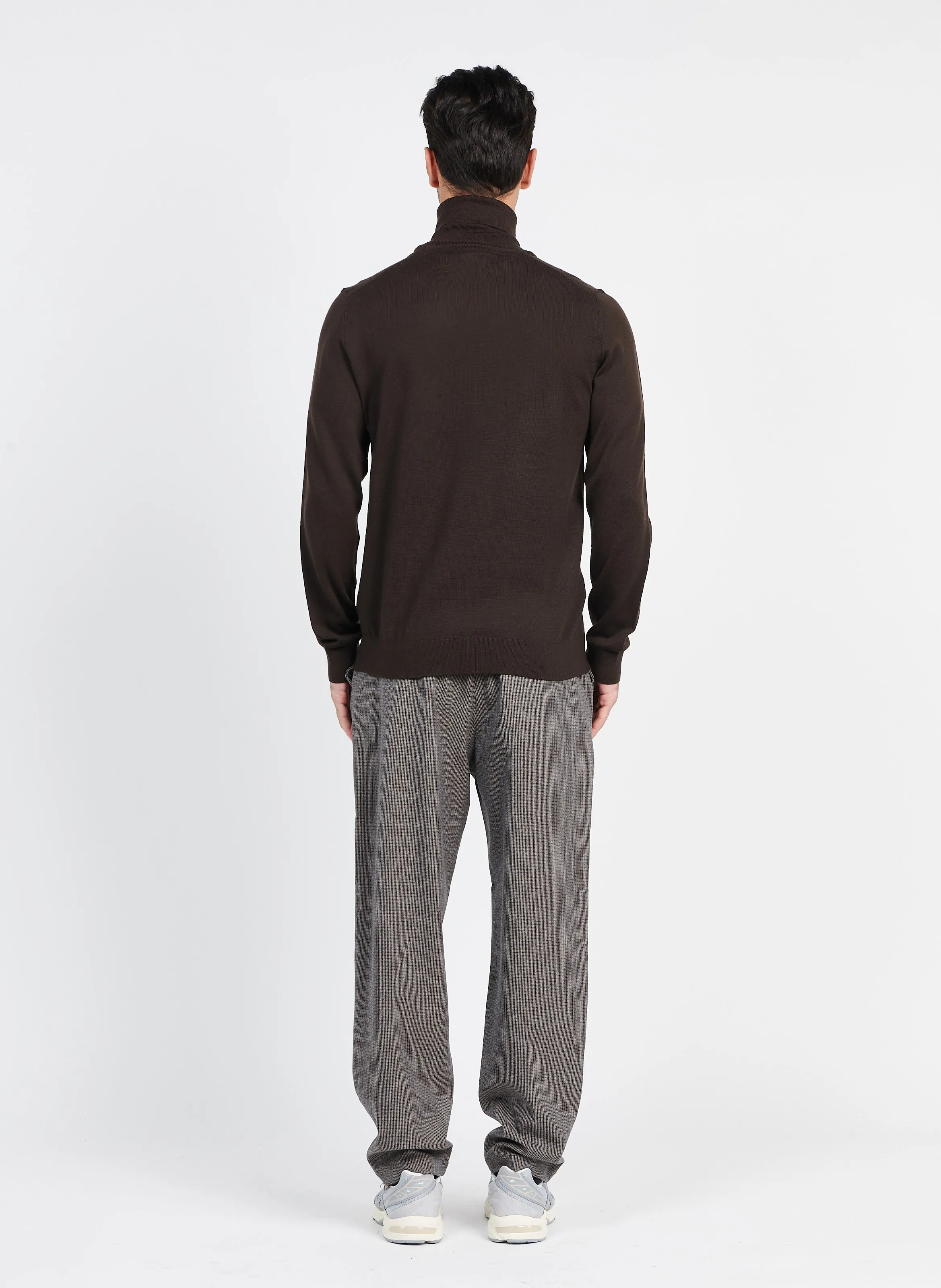 PLEATO - Pantalón chino de cuadros en marron