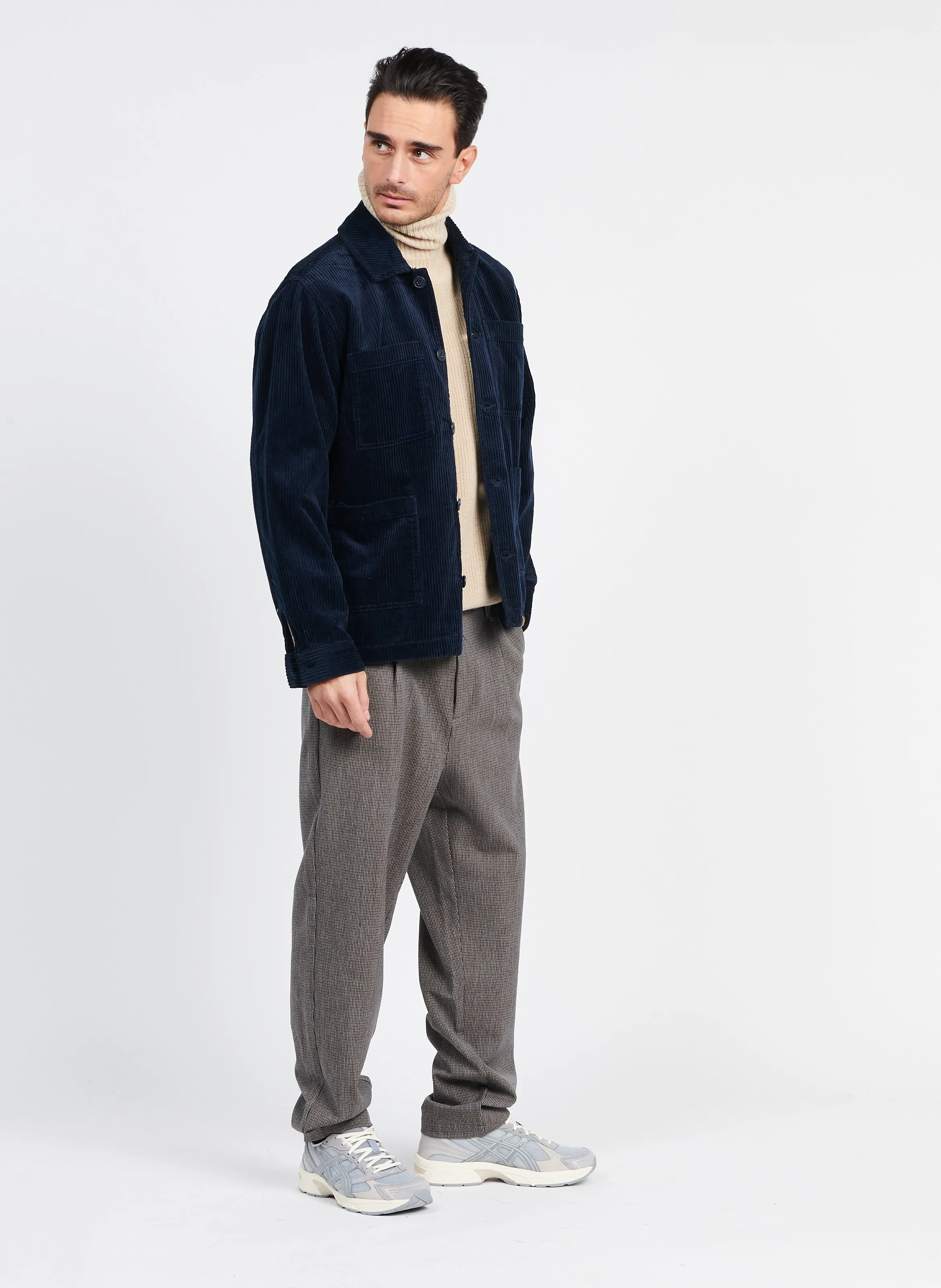 PLEATO - Pantalón chino de cuadros en marron