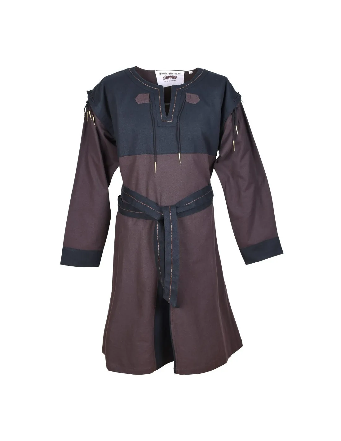 Túnica Medieval Marrón-Negra con mangas desmontables